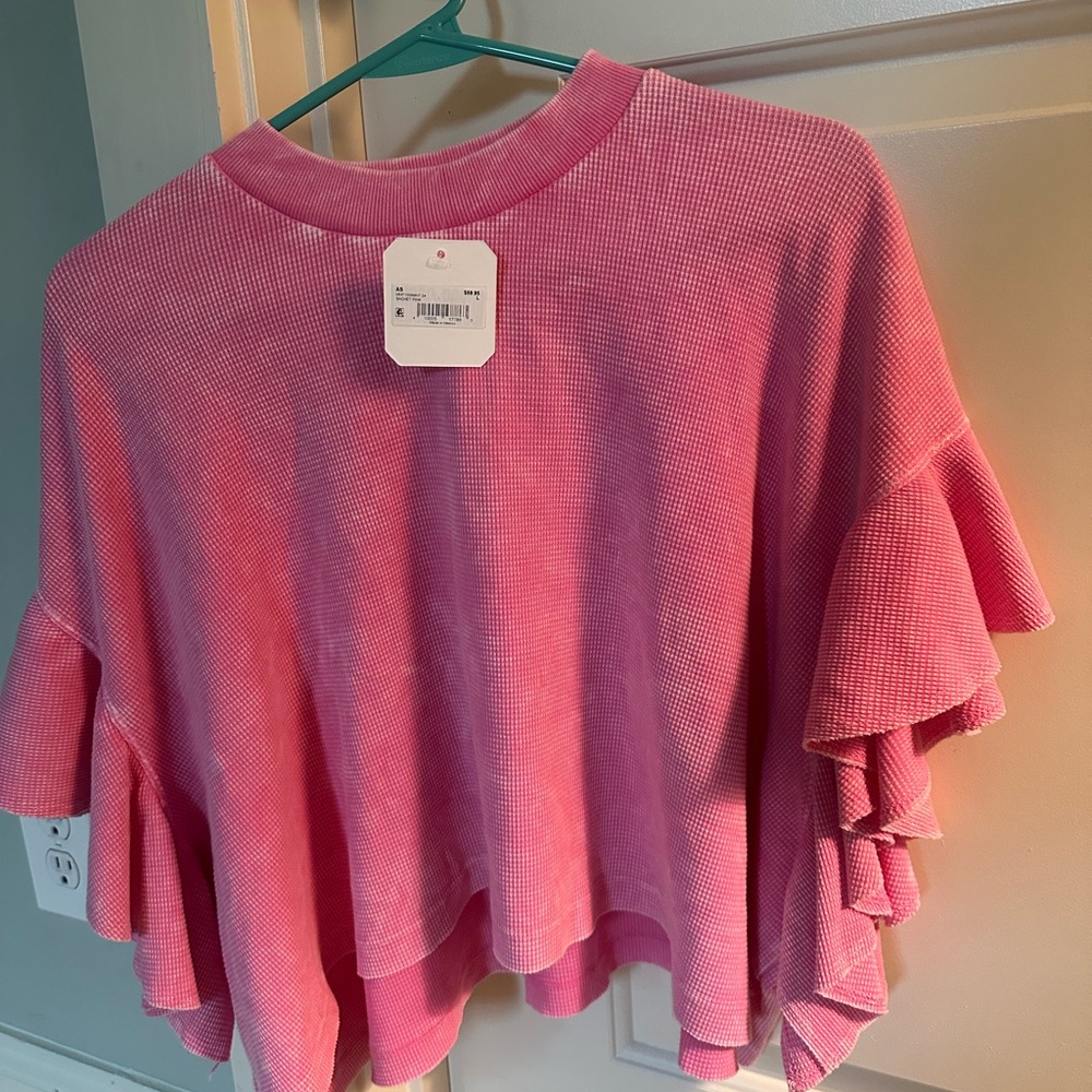Pink Ruffle Sleeve Top